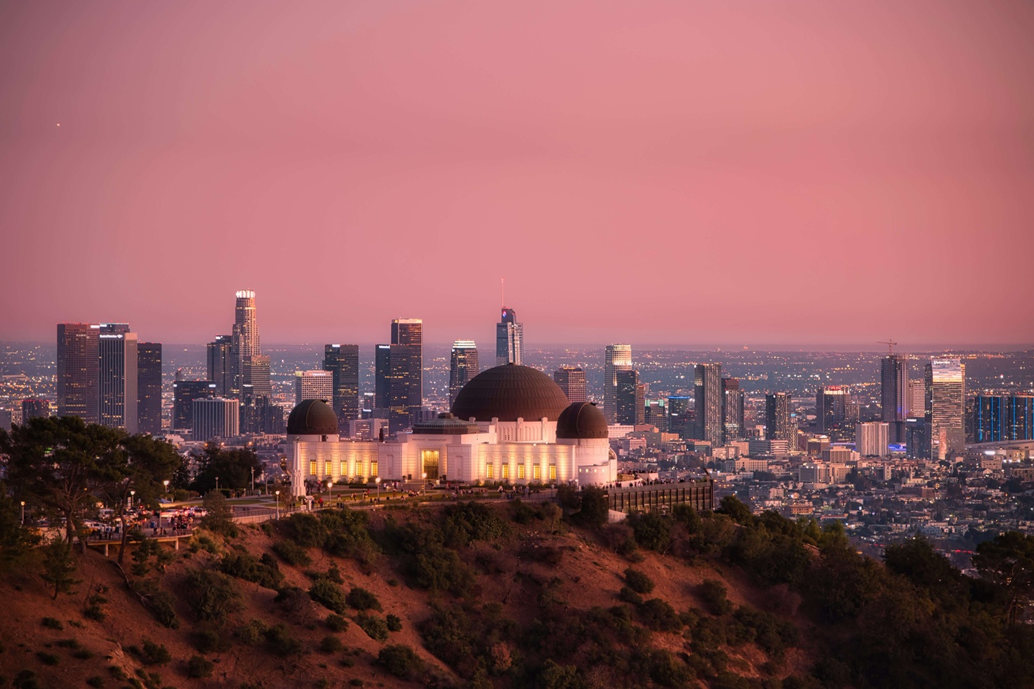 Hollywood Sign with Los Angeles cityscape in the background