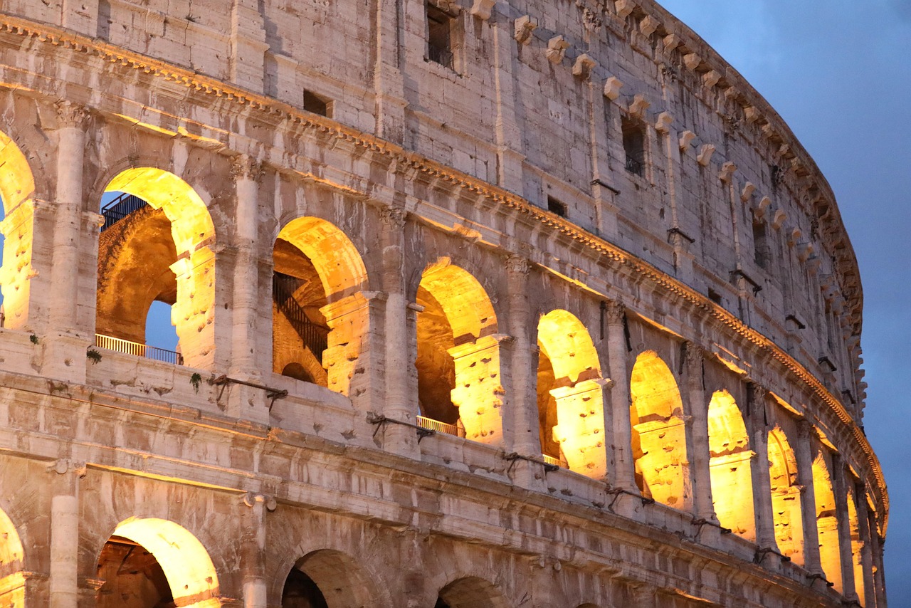 Colosseum in Rome at sunset highlighting its ancient grandeur